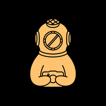 diving helmet icon logo design vector