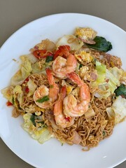 Thai Drunken Noodles with seafood. Pad Kee  Mao Talay.
