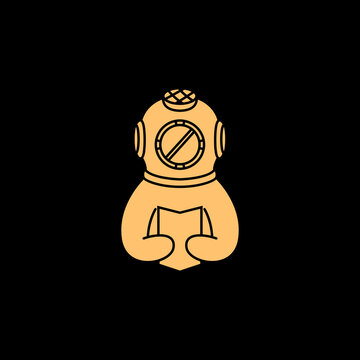 diving helmet icon logo design vector