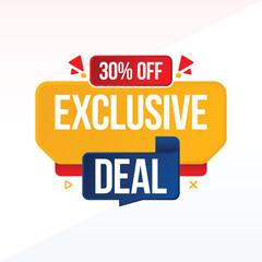 Exclusive Deal 30% Off Shop Now Advertisement Label clipart