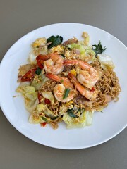 Thai Drunken Noodles with seafood. Pad Kee  Mao Talay.