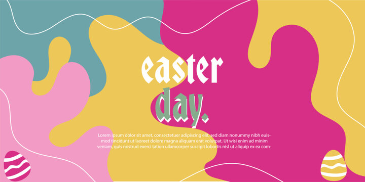 hand drawn horizontal easter day banner. Easter day , For postcard, website, advertising banner.