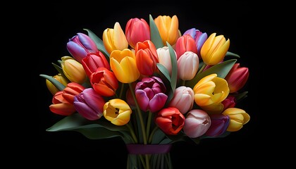 Herausgezoomte Aufnahme eines bunten Blumenstraußes zum Muttertag / Valentinstag