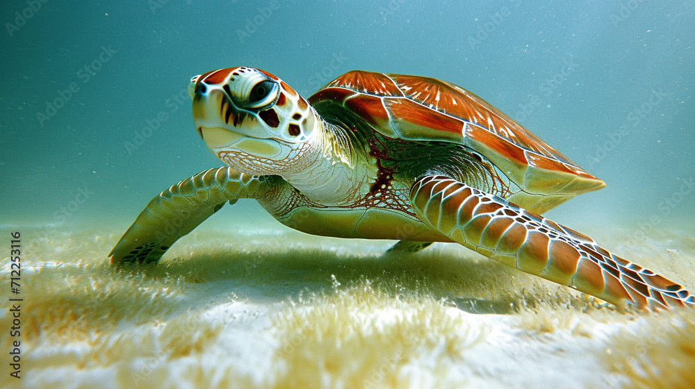 Poster green sea turtle