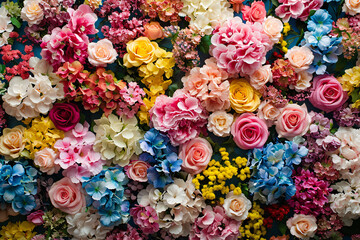 Multicolored flower wall background