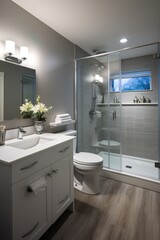 Small bathroom design, minimalist bathroom, bathroom storage