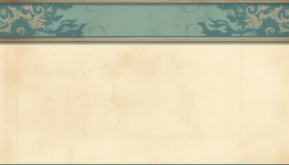 Asian style vintage paper copy space background with oriental geometric boarder.