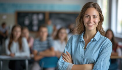 Fototapeta premium School and education, school students, happy students, students studying. Students, teaching. Elementary school, high school, childhood. 