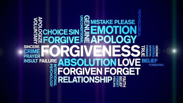 Forgiveness animated word cloud;text design animation tag kinetic typography seamless loop.