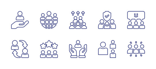 People line icon set. Editable stroke. Vector illustration. Containing world, family, population, hand, happy, team, humanity, exchange, group.