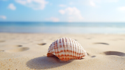 Fototapeta na wymiar shell on the beach, generative Ai