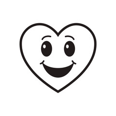 Obraz premium Black and White Heart on a white background in cartoon style Postcard for February 14