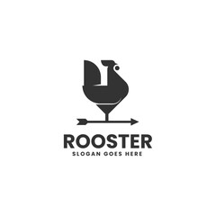 Vector Logo Illustration Rooster Pose Vintage Style