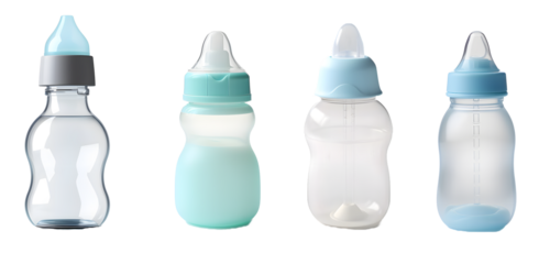 feeding bottle isolated on a transparent PNG background, white background, Generative Ai