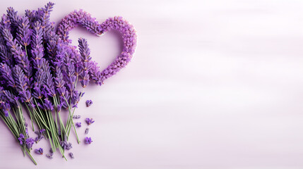 Lavender Flowers Valentines Heart Love Background, generative Ai
