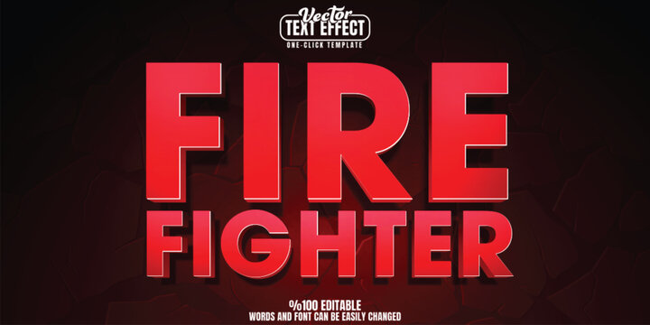 Fire fighter editable text effect, customizable hero and flame 3D font style