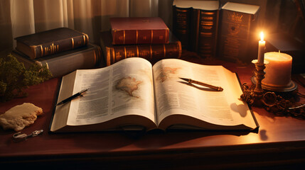 Open bible on desk