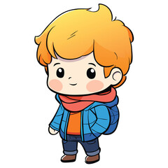Charming Kid in Snowy Landscape: Winter Vector Graphics cartoon