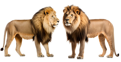 lion isolated on a transparent PNG background, white background, Generative Ai