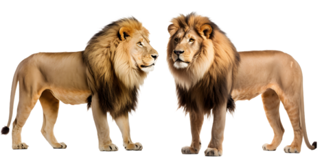 lion isolated on a transparent PNG background, white background, Generative Ai