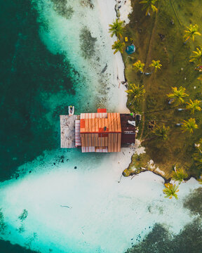 Cabin in the sea Aerial View San Blas Island , 