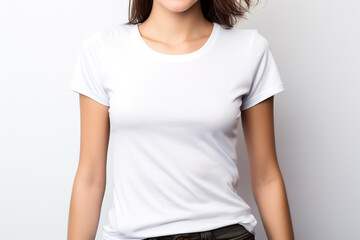 Woman in White Tshirt Mockup created with Generative AI