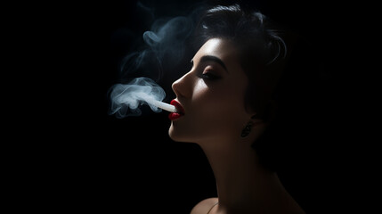 Woman with a smoking cigarette, generative Ai