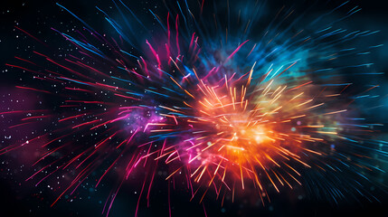 Beautiful creative holiday background with fireworks and sparkles