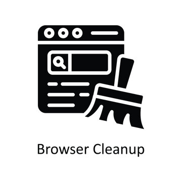 Browser Cleanup  Vector  Solid icon Style illustration. EPS 10 File
