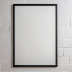 Vertical Black Frame Display Close-Up on Wall, 3D Illustration