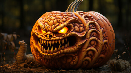 Halloween pumpkin on a pumpkin