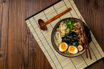Traditional ramen with jerked pork or chicken.  With udon or ramen noodles. Served in classic...