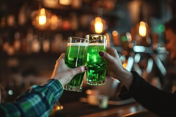 St. Patrick's Day with green beer - obrazy, fototapety, plakaty