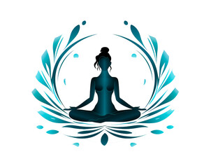 Yoga lotus pose. Woman meditating in lotus pose