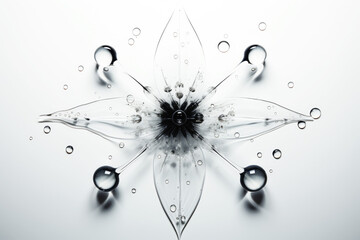 Abstract Water Drops in Magical Shapes on a white background. Generative AI