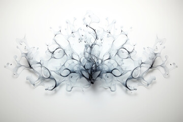 Abstract Water Drops in Magical Shapes on a white background. Generative AI