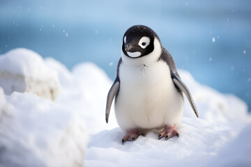 Pinguin im Schnee, erstellt mit generativer KI