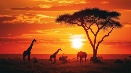 Fototapeta na wymiar Sunset Safari: Wildlife Wonders on the African Horizon
