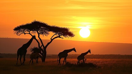 Fototapeta na wymiar Sunset Safari: Wildlife Wonders on the African Horizon