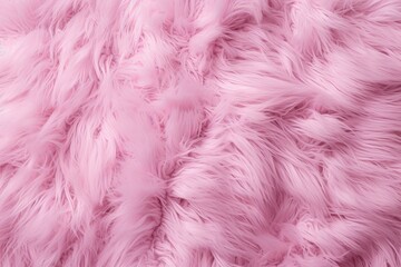 Obraz premium Pink fur texture top view. Pink sheepskin wool background. Shaggy fur pattern