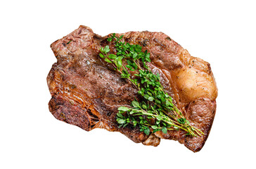 Grilled Chuck eye roll beef meat steak  Transparent background. Isolated.