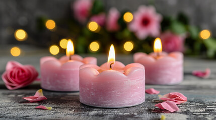 candle and rose petals