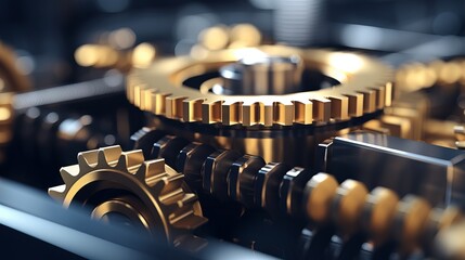 Closeup of Moving Gears in Industrial Machine AI Generated