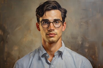 Illustration of young handsome man in eyeglasses