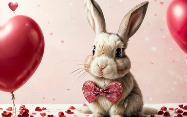 A Valentine's Day Celebration with the Cutest Bunny in Love ai generated
