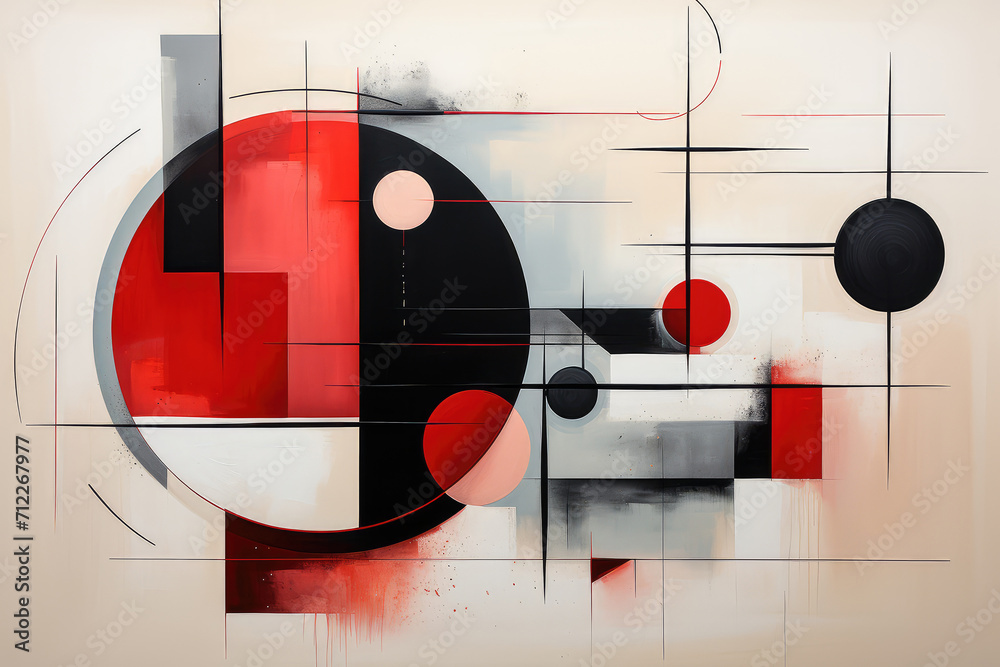 Poster colorful abstract geometric composition background texture extreme closeup. generative ai