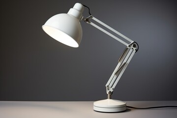 Modern style of white desk lamp on grey background