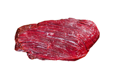Venison raw steak from wild meat.  Transparent background. Isolated.