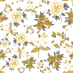 Dekokissen Watercolor seamless pattern with flowers. Vintage floral pattern. Flower seamless pattern. Botanical art. Floral botanical collection. Wedding floral set. Watercolor botanical design.  © Natallia Novik