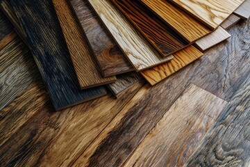 Click lock type wooden flooring samples palette contains various oak wood colors and patterns